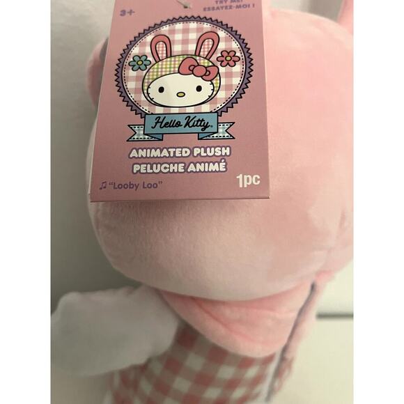 Hello Kitty Easter Bunny Plush Animated Greeter - Pink Plaid Flowers RARE - Picture 3 of 5